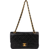 Chanel Quilted Lambskin 24K Gold Small Double Flap Shoulder Bag