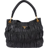 Prada Black Matelassé Nappa Leather Gaufre Shoulder Bag