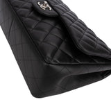 Chanel Quilted Lambskin Palladium Jumbo Double Flap Crossbody Bag