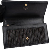 Chanel Ruched Stitched Lambskin Boy Single Flap Wallet