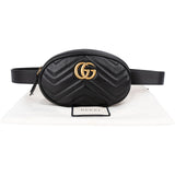 Gucci Black Matelassé Leather GG Marmont Crossbody Belt Bag