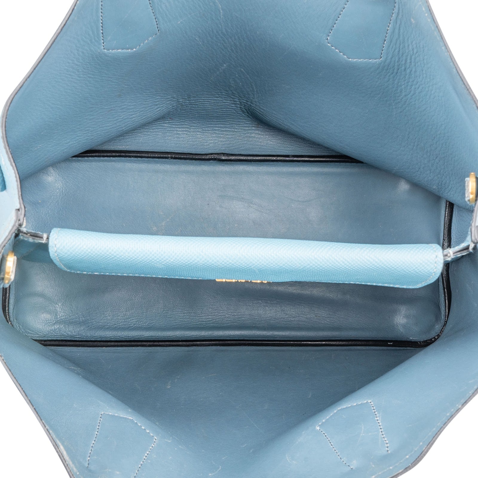 Prada Blue Saffiano Leather Double Handbag - vintageandkickz