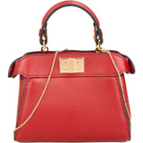 Fendi Red Calfskin Micro Nano Peekaboo Crossbody Handbag