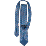 Hermès Geometric Chain Link Ribbon Pattern Silk Tie Krawatte