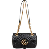 Gucci Black Quilted Leather Marmont GG Flap Crossbody Bag