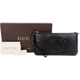 Gucci Pebbled Calfskin Soho Wristlet Pouch Wallet