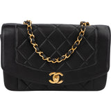 Chanel Quilted Lambskin Diana 24K Gold Single Flap Crossbody Bag