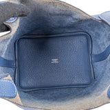 Hermès Bleu Taurillon Clemence Leather Palladium Picotin Lock 18 Handbag