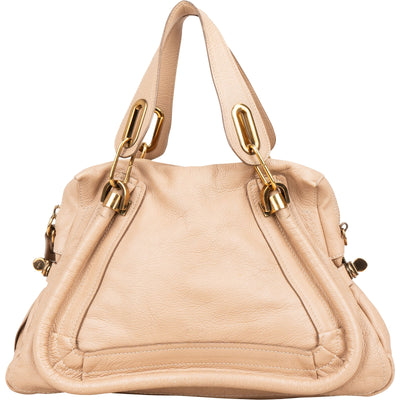 Chloé Beige Pebbled Leather Paraty Handbag