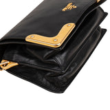Prada Black Leather Metal Corner Single Flap Crossbody Bag