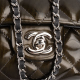 Chanel Quilted Patent Leather Palladium Single Flap Shoulder Bag
