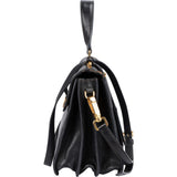 Miu Miu Black Grained Leather Madras Top Handle Handbag