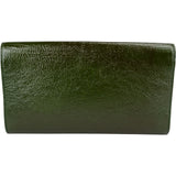 Yves Saint Laurent Green Crinkled Patent Leather Cassandre Clutch