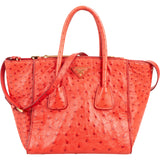 Prada Ostrich Leather Twin Pocket Tote Handbag