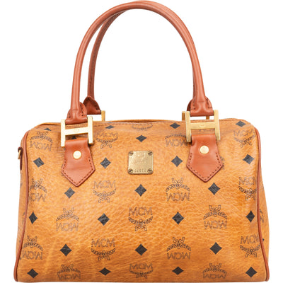 [🔄️B22 / F33] MCM Monogram Visetos Boston Bag Handbag - vintageandkickz