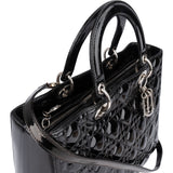 Christian Dior Quilted Patent Leather Lady Dior Handbag - vintageandkickz