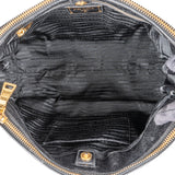 Prada Black Vitello Shine Leather Bauletto Handbag