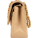 Chanel Quilted Lambskin 24K Gold Small Double Flap Shoulder Bag