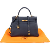 Hermès Blue Nuit Togo Leather Gold Kelly 32 Sellier Handbag