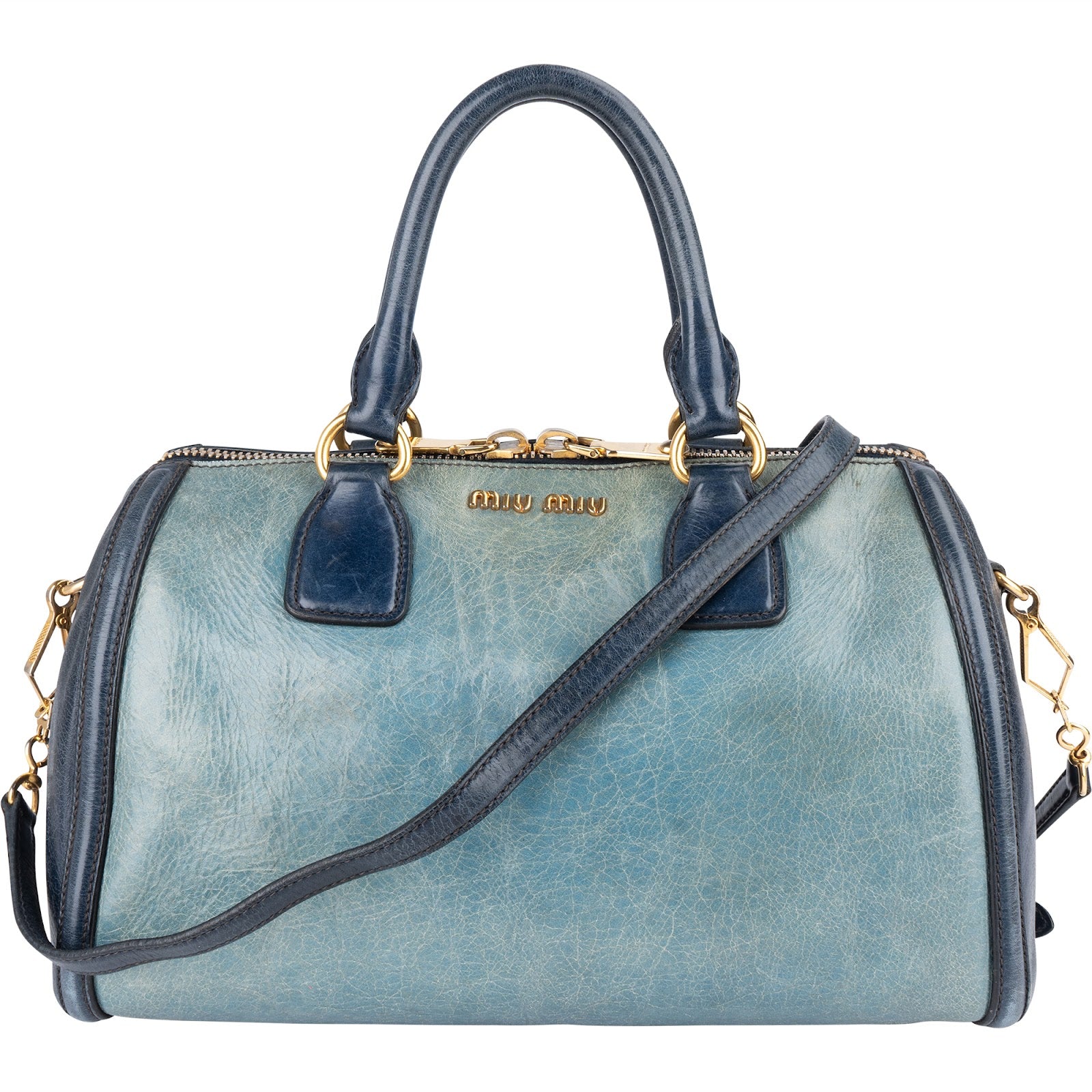 Miu Miu Vitello Lux Bicolor Bauletto Handbag - vintageandkickz