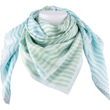 Chanel Cruise in Singapure Blue Striped Wave Print Silk 90 Scarf Tuch