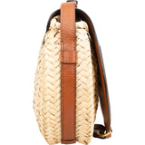 Chloé Raffia Grained Leather Marcie Saddle Crossbody Bag