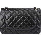 Chanel Quilted Lambskin Palladium Jumbo Double Flap Crossbody Bag