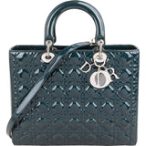 Christian Dior Cannage Patent Leather Medium Lady Dior Handbag