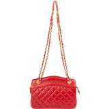 Chanel Red Quilted Lambskin Vintage Shoulder Bag