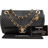 Chanel Quilted Lambskin Chevron Single Flap Crossbody Bag