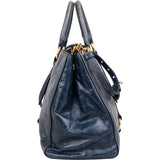 Miu Miu Blue Vitello Lux Tote Handbag