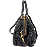 [🔄️B24 / F15] Miu Miu Black Matelassé Nappa Leather Top-Handle Bag Handbag - vintageandkickz