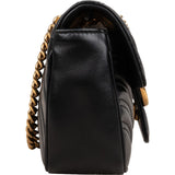 Gucci Black Quilted Leather Marmont GG Flap Crossbody Bag