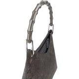 Gucci Monogram GG Suede Small Bamboo Handle Shoulder Bag