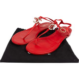 Chanel Red Lambskin Crystal CC Woven Thong Sandals (38)