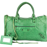 Balenciaga Green Leather City Handbag