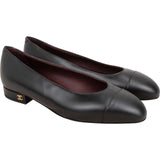 Chanel Black Leather Cap Toe Uniform Ballerina Heel Flats (35,5)