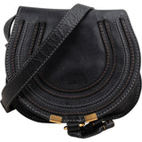 Chloé Black Leather Marcie Small Saddle Crossbody Bag