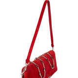 Miu Miu Red Suede Jeweled Chain Shoulder Crossbody Bag