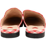 Gucci Red Gingham Nylon Leather Princetown Horsebit Slipper Mules (37)