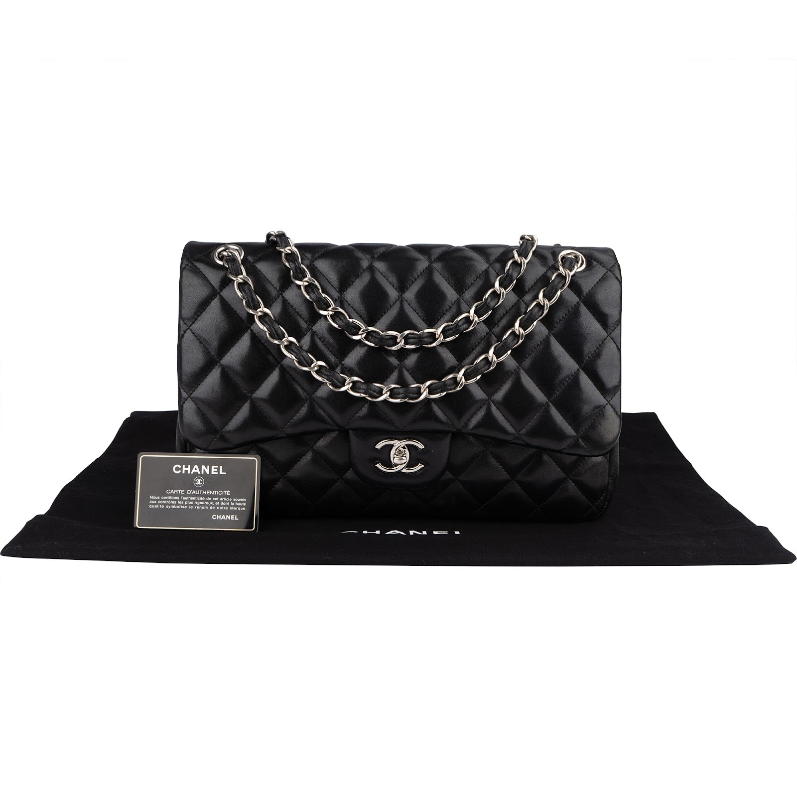 Chanel Quilted Lambskin Jumbo Double Flap Crossbody Bag xx datacode - vintageandkickz