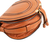Chloé Brown Grained Calfskin Marcie Small Saddle Crossbody Bag