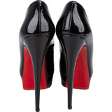Christian Louboutin Black Patent Leather Lady Peep Toe Platform Pumps (36)