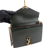Saint Laurent Green Leather Envelope Medium Crossbody Bag