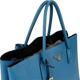 Prada Blue Saffiano Leather Double Handbag - vintageandkickz