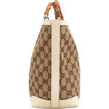 Gucci Monogram GG Canvas Patent Leather Bamboo Kids Handbag