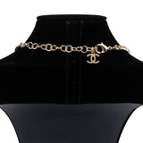 Chanel Gold Crystal Embellished Interlocking Heart Emblem Short Necklace