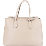 Prada Grey Saffiano Leather Turnlock Double Handbag