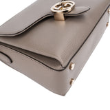 Gucci Taupe Grained Leather Interlocking GG Top Handle Handbag