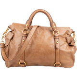 Miu Miu Brown Leather Vitello Lux Bow Shoulder Bag